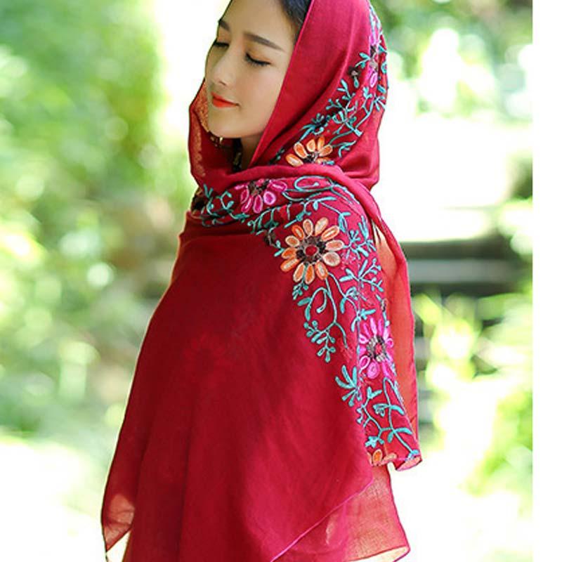 

Scarves Ly Women Long Big Embroidered Floral Printed Shawl Ethnic Type Autumn Winter Scarf DOD886