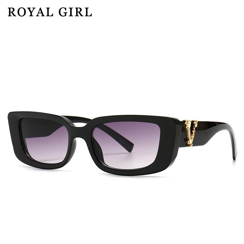 

Sunglasses ROYAL GIRL Cat Eye Women Retro Thick Frame Black Sun Glasses For Ladies Blue Birthday Gifts Uv400 Summer Shades Ss008