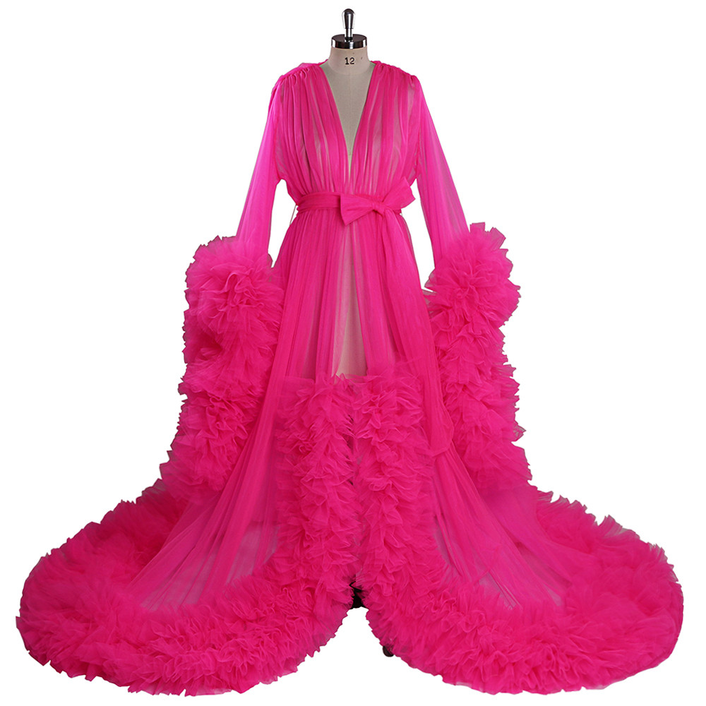 

Long Prom Dress 2021 Long Sleeve Ruffles Rose Red Maternity Dress Flower Evening Gowns Custom Made Photography Tulle Dress, Light purple