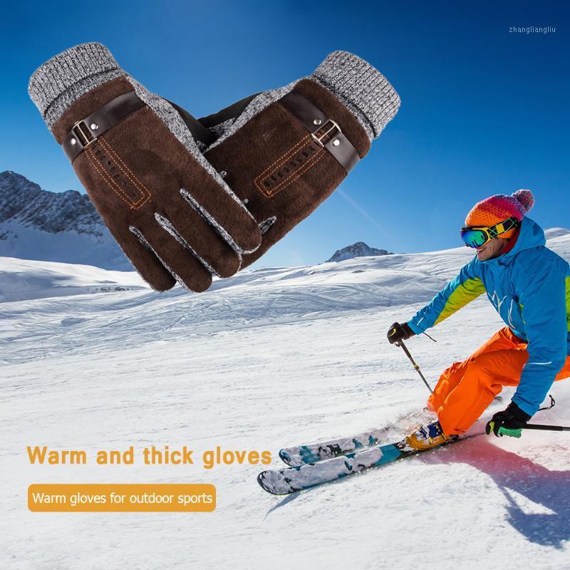 

Winter Warm Velvet Knitting Gloves Durable Thermal Thickened Non-Slip Gloves for Outdoor Riding Skiing Cycling Climbing1, Black