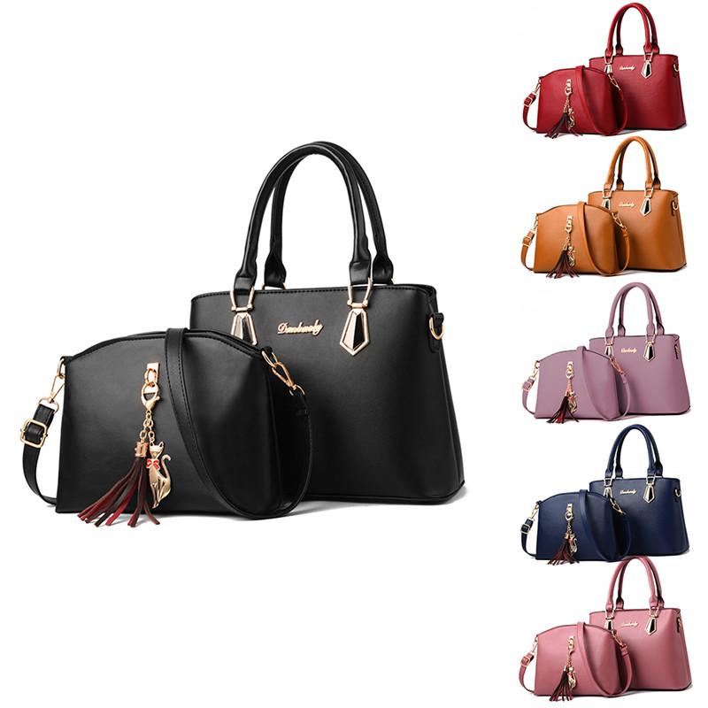 

2pc/set Women Fashion Casual Totes Luxury Handbags Designer Shoulder Bags New Bags for Women 2021 Composite Bag Bolsos, Purple