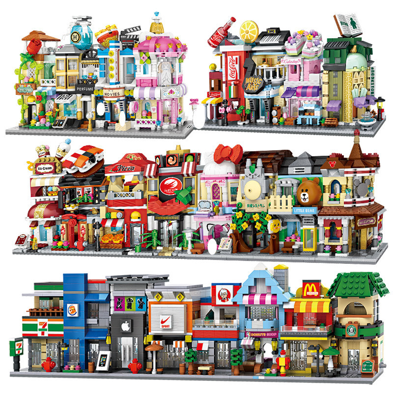 

LOZ Mini Street View City Building Blocks DIY Assembly Educational Bricks 3D Architecture Model Store Shop Kids Gift Xmas Toys Q1217