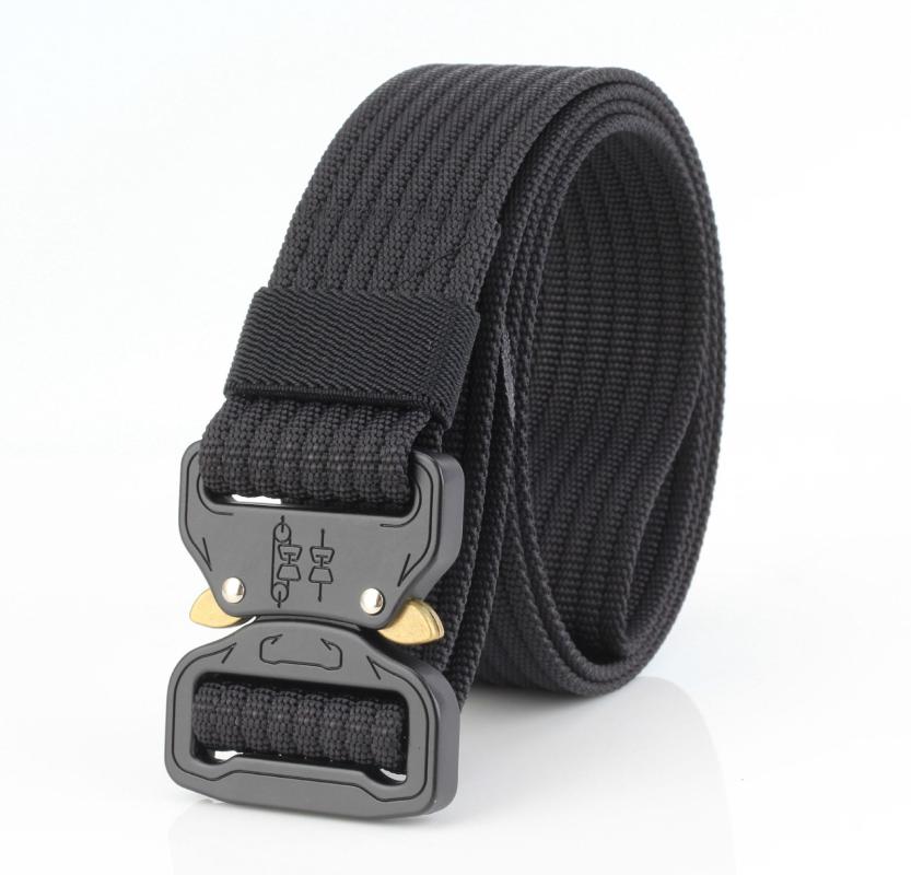 

Waist Support Black Metal Buckle Casual Convenient Tactical Pants Belts For Men True Nylon Tough Non-Slip Men's Hunting Sporting Belt, Blue belt