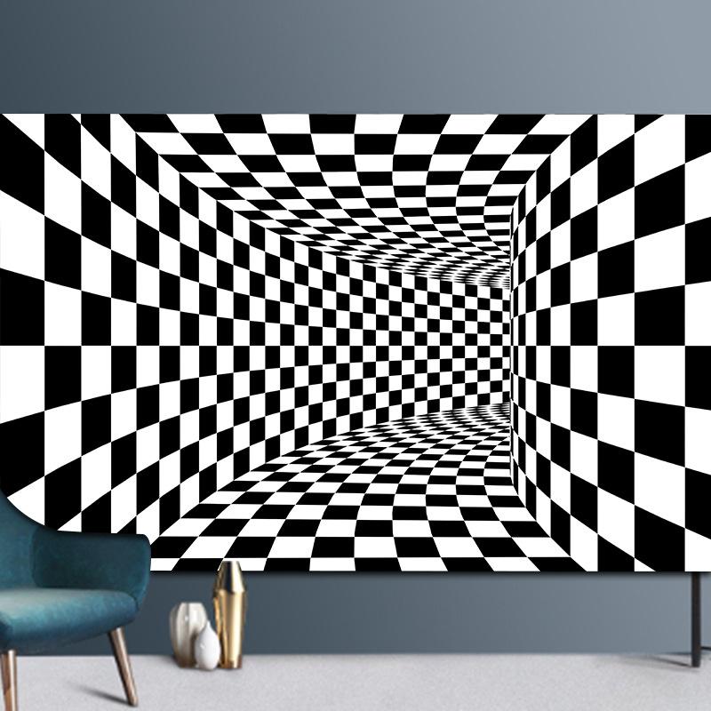 

3d visual carpet black and white grid stereo illusion rugs 3d vortex carpet large area living room bedroom floor mat home Decor, Visual carpet-3
