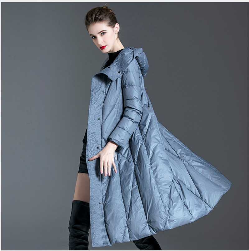 

New Collection Women Over the knee Duck Down Coat Windproof Collar Women Parka Women' Winter Jacket Long Female Blue Coats Gift, Color same picture