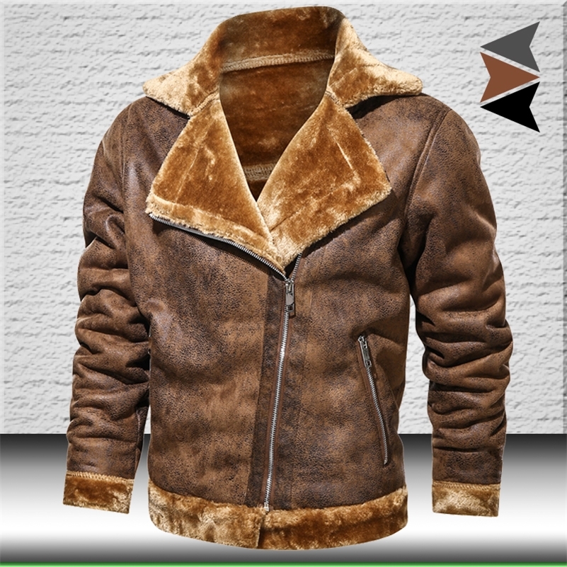 

Suede Jacket Men Winter Coat Brand New Bomber Jacket Mens Thick Warm Flight Coat Fashion Motorcycle Leather Jacket Outwear 201105, Mgh02 black