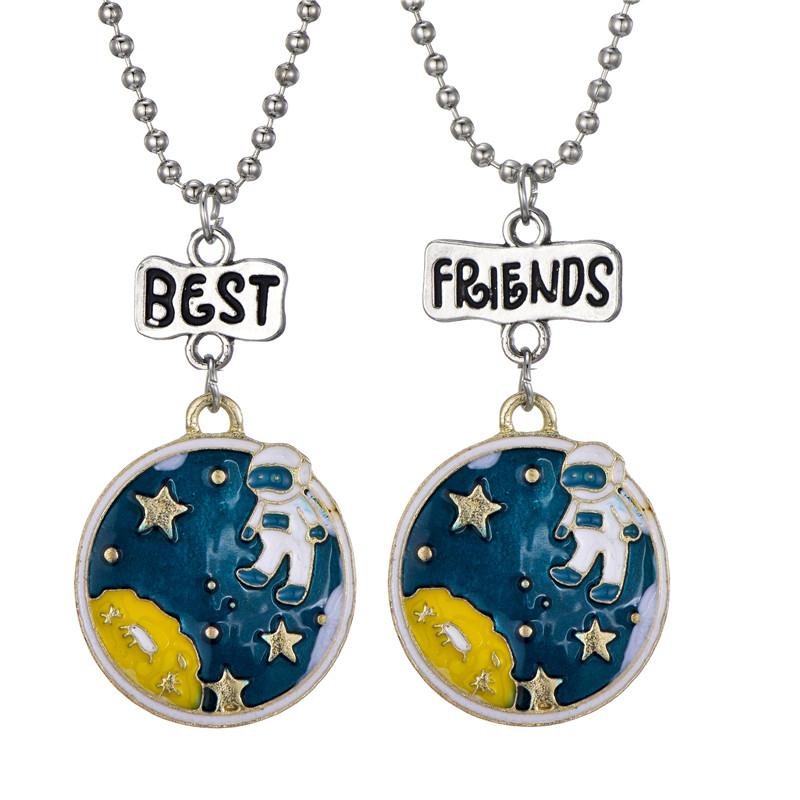 

Wholesale Cartoon Necklace For Kids Space Astronaut Necklaces & Pendants Best Friends Choker Jewelry