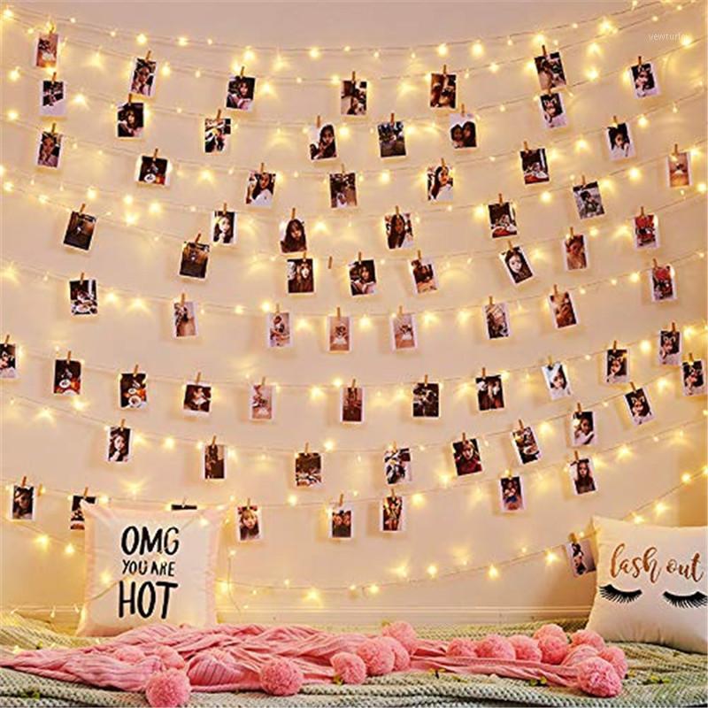 

LED light string wooden photo clip fairy lights outdoor battery-powered garland New Year party wedding Christmas decorations1