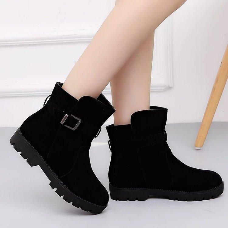 

Women Winter Boots Female Zip Ankle Boots Warm Snow Ladies Leather Shoes Woman Fur Size 35-43 uji90, Black