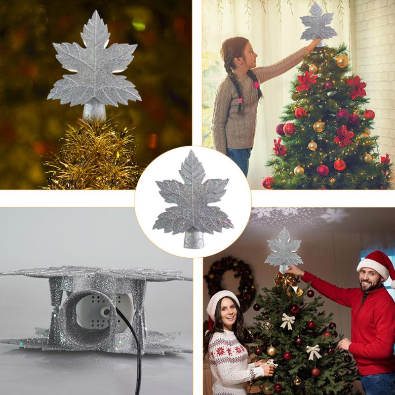

Christmas Tree Topper Gift Indoor With LED Snow Projector Night Light Ornament Rotating Magic Winter Home Decor Nursery Holiday