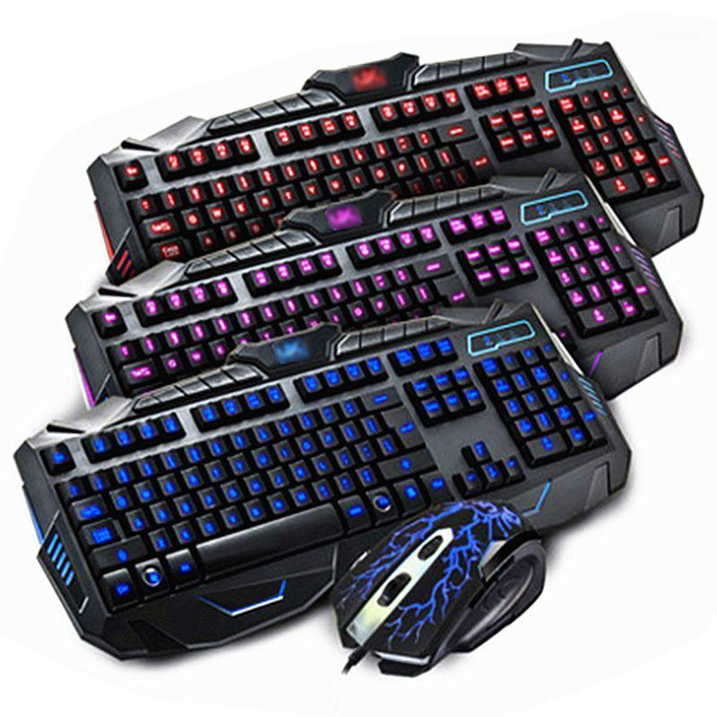 

V100 Tri-Color Backlight Cool Game Internet Cafe Keyboard Mouse And Mouse Multimedia Burst Keyboard Set1