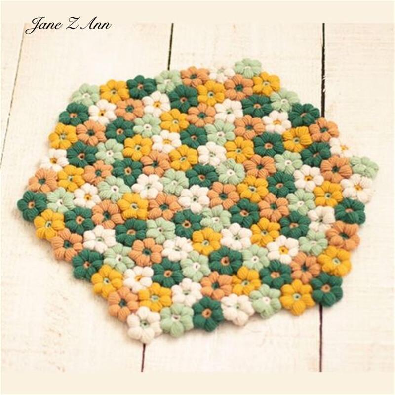 

Jane Z Ann Spring flower hand-woven mat newborn baby shoots small blanket studio shooting accessories1, Spring lake blue
