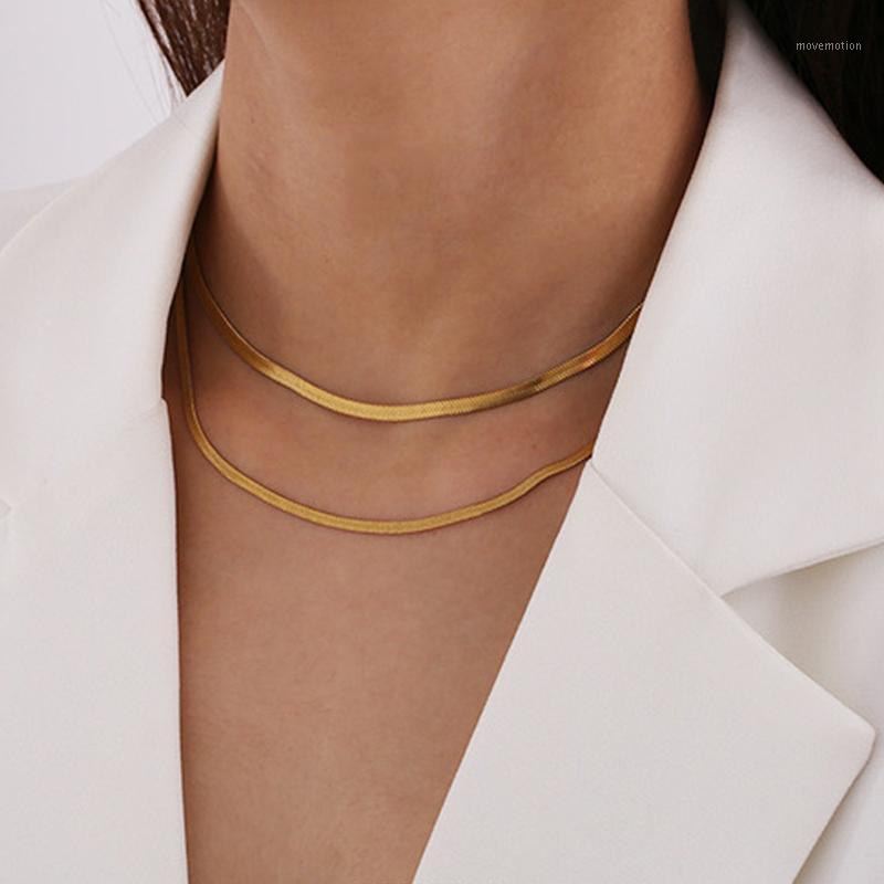 

2020 new jewelry snake bone multilayer necklace creative retro personality gold alloy clavicle chain Gold Blade chain Choker1