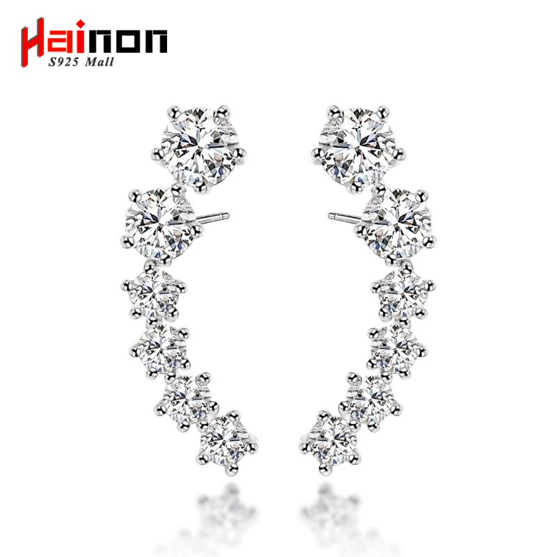 

Hainon Silver Color Gold Color Stud Earring for Women Fashion Jewelry luxury Ear Cuff Cubic Zircon factory oem star wedding gift