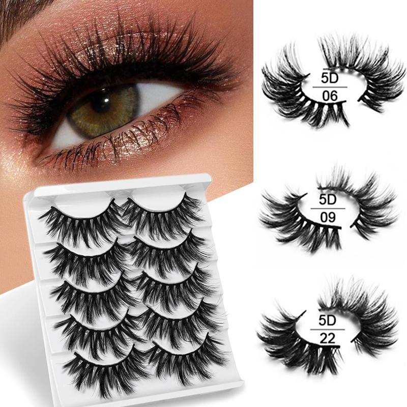 

5Pairs 3D Mink False Eyelashes Natural Long Lashes Thick Soft Handmade Eye Lashes Makeup Beauty Extension Tools