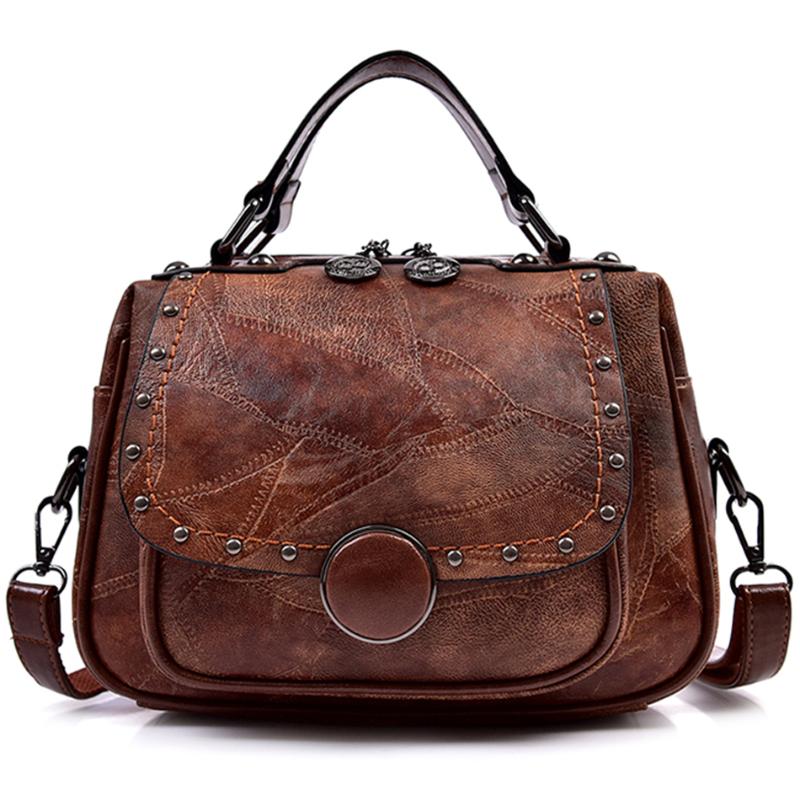 

Vintage Female Hand Bags Designer Rivet Shoulder Bag Crossbody Messenger Bags For Women Handbags 2021 Casual Tote Bag Sac a Main, Brown