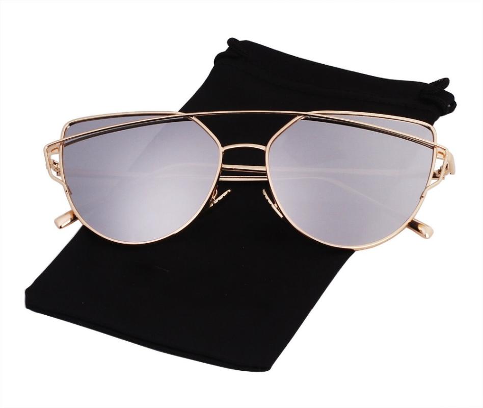 

Agstum Womens Cat Eye Oversized Sunglasses Flat Lens Metal Frames UV400 Glasses