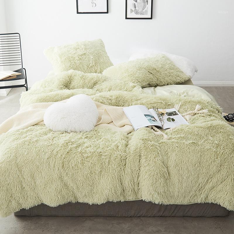 

36Fabric Winter Thick 20 Pure Color Bedding Set Mink Velvet Duvet Cover Bed sheet/Linen Fitted Sheet Pillowcases1