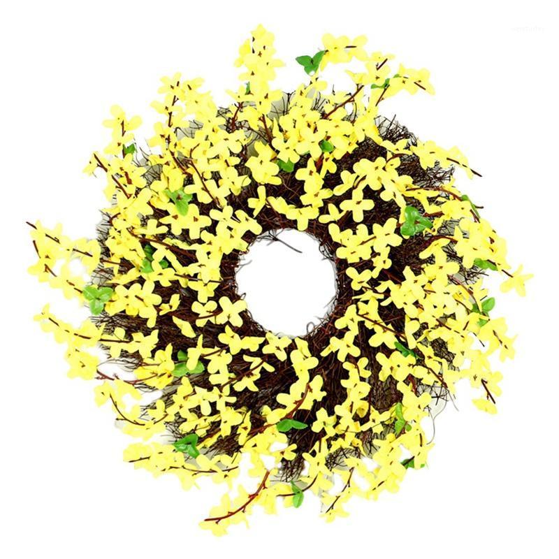 

Artificial Winter Jasminum Wreath Rattan Garland Door Hanging Decoration Wedding Shop Ornament1, Yellow