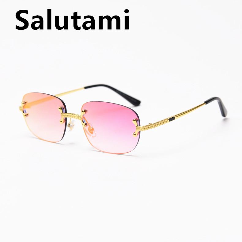 

Sunglasses Vintage Cutting Rimless Mirror For Women Fashion Brand Alloy Square Sun Glasses Men Retro Hip Hop Eyewear Red
