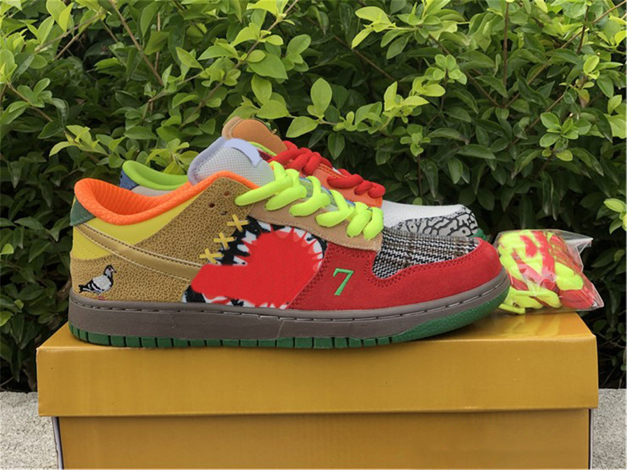

New Release Authentic SB Dunk What The Low Outdoor Shoes Men Women Buck Dove White College Blue Chrome Deep Red Skateboard Shoes US5-11, Customize