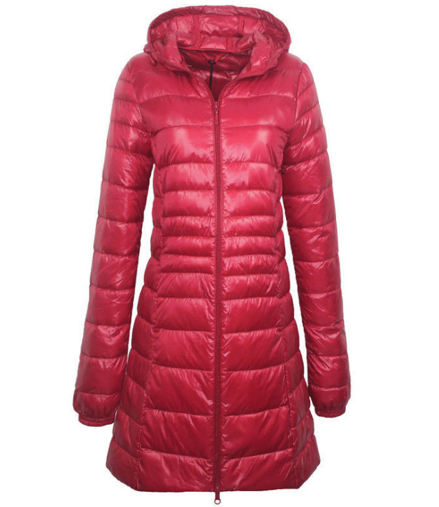 

2021 New Autumn and female winter down jacket plus fat size thin medium-length zipper Q1N8, Black