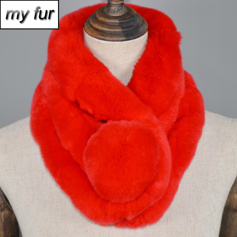 

Hot Sale Winter Women Real Natural Rex Fur Scarf Warm Lovely Real Rex Fur Ring Scarfs Ring Scarves