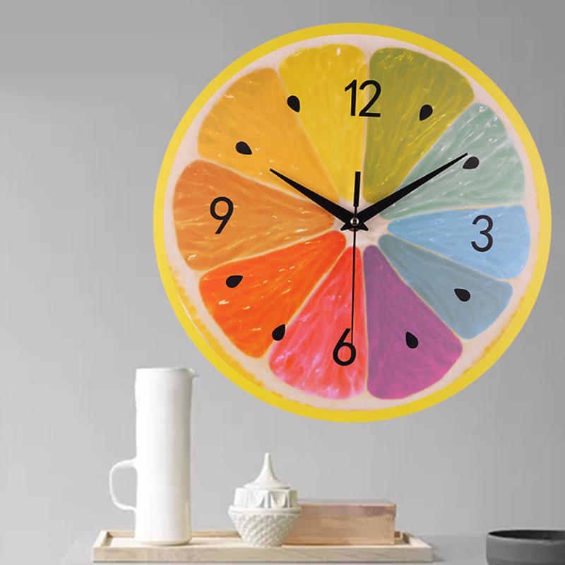 

Wall clock family kitchen silent scanning modern elegant fruit creative digital clock home decoration gift