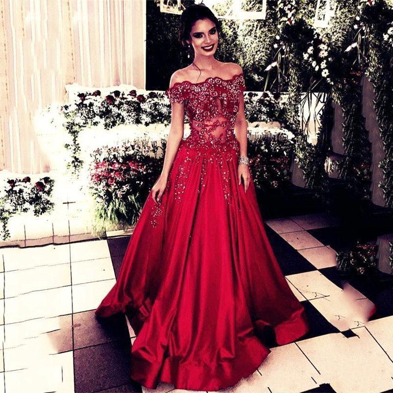 

2020 New illusion Applique Sequins A Line Red Prom Dresses Sexy Off Shoulder Celebrity Party Gown Sweet Long Tulle Evening dress, Purple