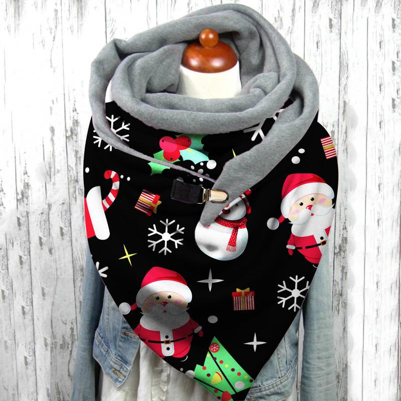

40#Christmas Santa Claus Printing Scarves Cute Winter Autumn Casual Warm Shawl Scarf Gift Comfortable Multi-Purpose Shawl Scarf
