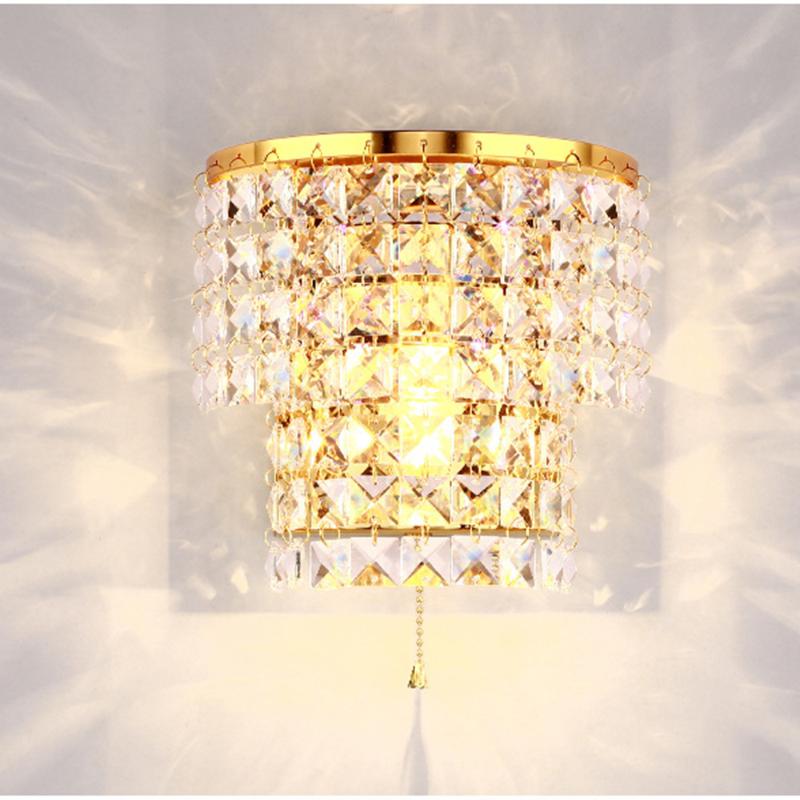 

YIYANG European Style Wall Lamp Crystal Art Sconce Living Room Bedside Reading Dining Room Hotel Lighting Arc LED Wall Lights 7W