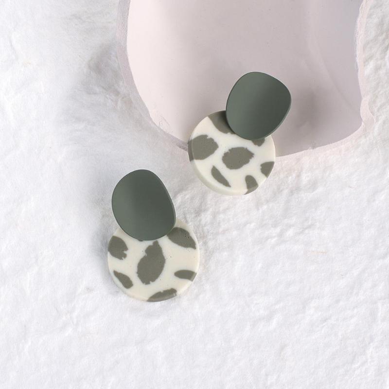 

AENSOA 1Pair Korea Fashion Colorful Printing Geometric Polymer Clay Drop Dangle Earrings New Design Clay Earrings for Women Girl1