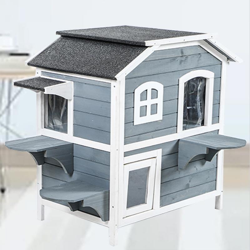 

Household Simple Four Seasons General Solid Wood Double-layer Pet Cat Villa Cat House House Climbing Frame