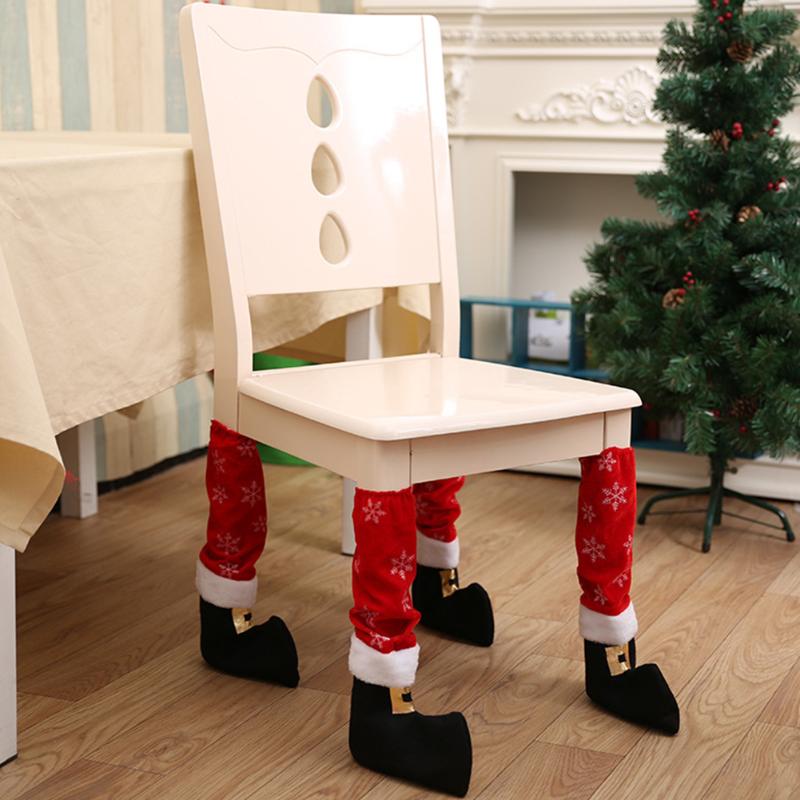 

4pcs Home Funny Snow Boots Table Leg Cover Party Durable Chair Foot Christmas Decoration Holiday Gifts New Year Santa Claus