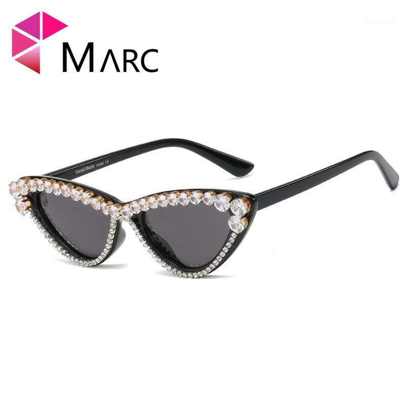 

MARC Fashion Brand Designer Diamond Sunglasses Women Vintage Party Lady Crystal Cat Eye Rhinestone Sun Glasses Trendy1