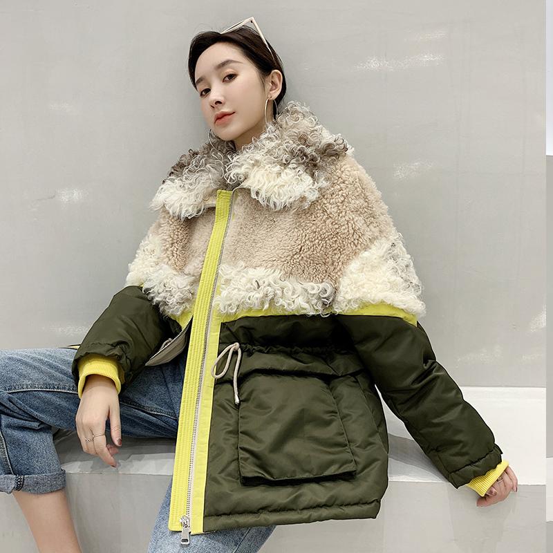 

Fashion Natural Wool Female Jacket Real Sheepskin Women' Coats Warm 90% White Duck Down Women' Winter Jackets Abrigos Zjt1649, Army green