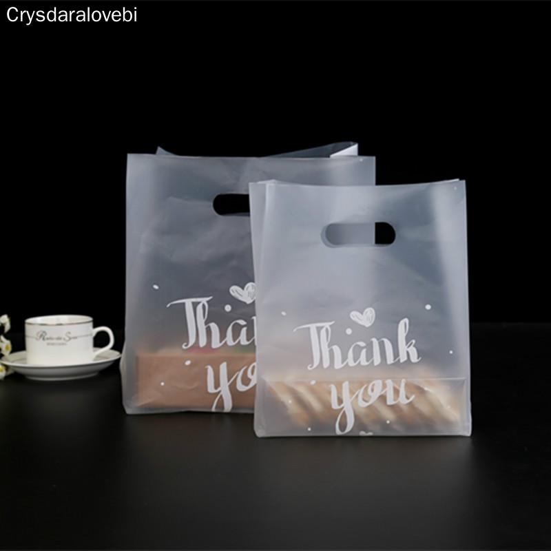 

50pcs Thank you Plastic Gift Bags Plastic Shopping Bags With Handle Christmas Wedding Party Favor Bag Candy Cake Wrapping
