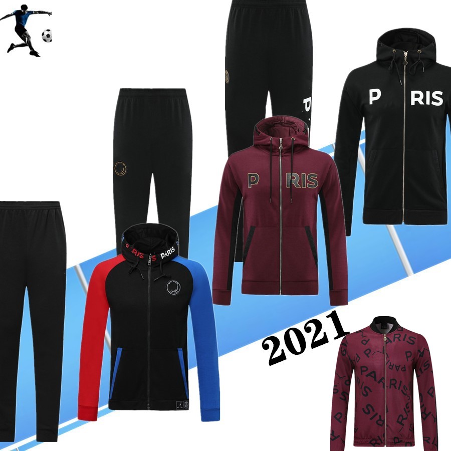 

NEW 2021 Mail de foot ps Maillots de foot PS MBAPPE Sport Coat tracksuit Soccer 20 21 united uniforms Sport jacket tracksuit soccer jack, Blue