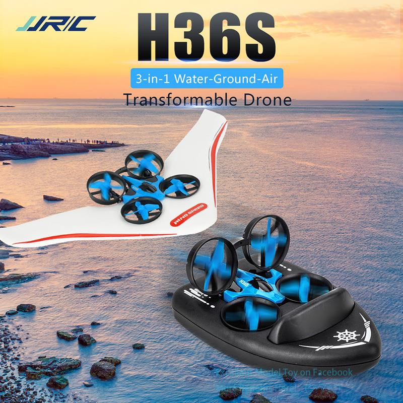 

JJRC H36S Mini Drone, Glider& Air Cushion Ship, 3-in-One Toy, 3-Models of Sea, Land and Air, with Lights, Christmas Kid Birthday Gifts, 2-1, Customize