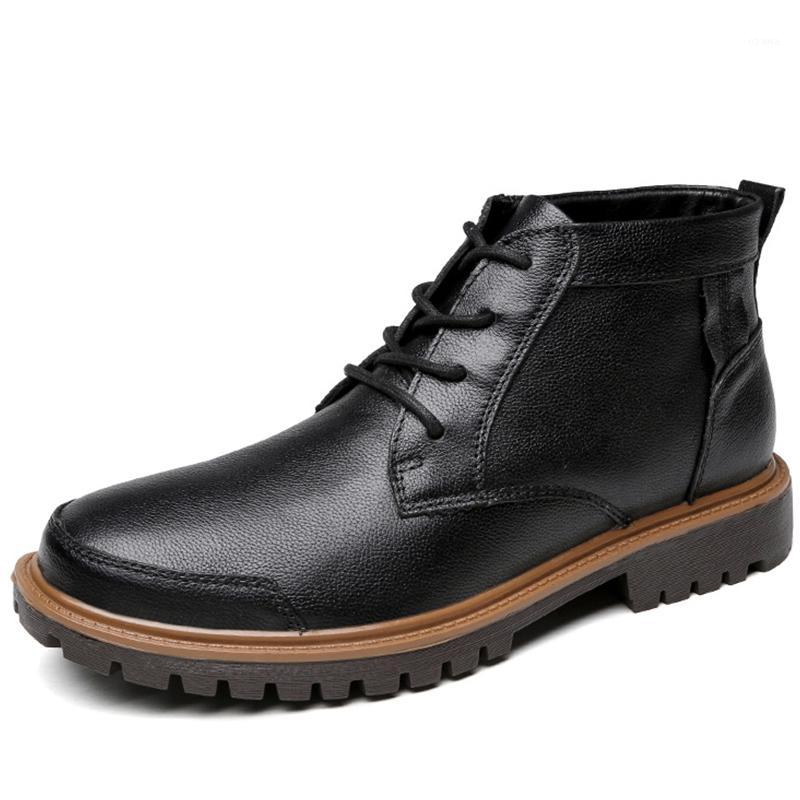 

2020 Men's Boots Leather Winter Warm Shoes Luxury New Style Fashion Motorcycle Men's Ankle Boots Autumn Men Oxfords Shoes1, Black