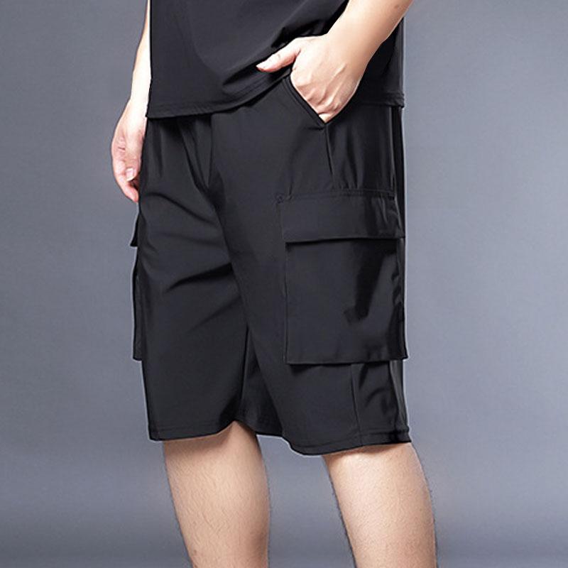 

Summer shorts men plus size 5XL 6XL 7XL Weight 140kg thin style Elastic Waist Loose shorts, Black
