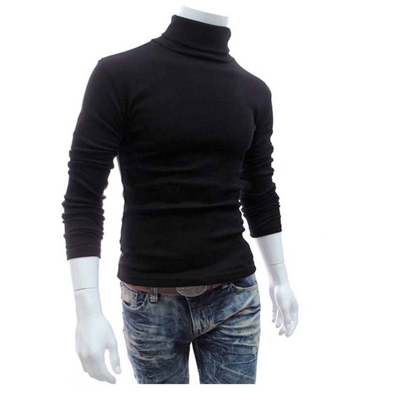 Mens Turtleneck Wool Pullover Autumn Winter Warm Solid Soft Long Sleeve Slim Fit Casual Clothes Knitted Cotton Male Sweater Pull 201124
