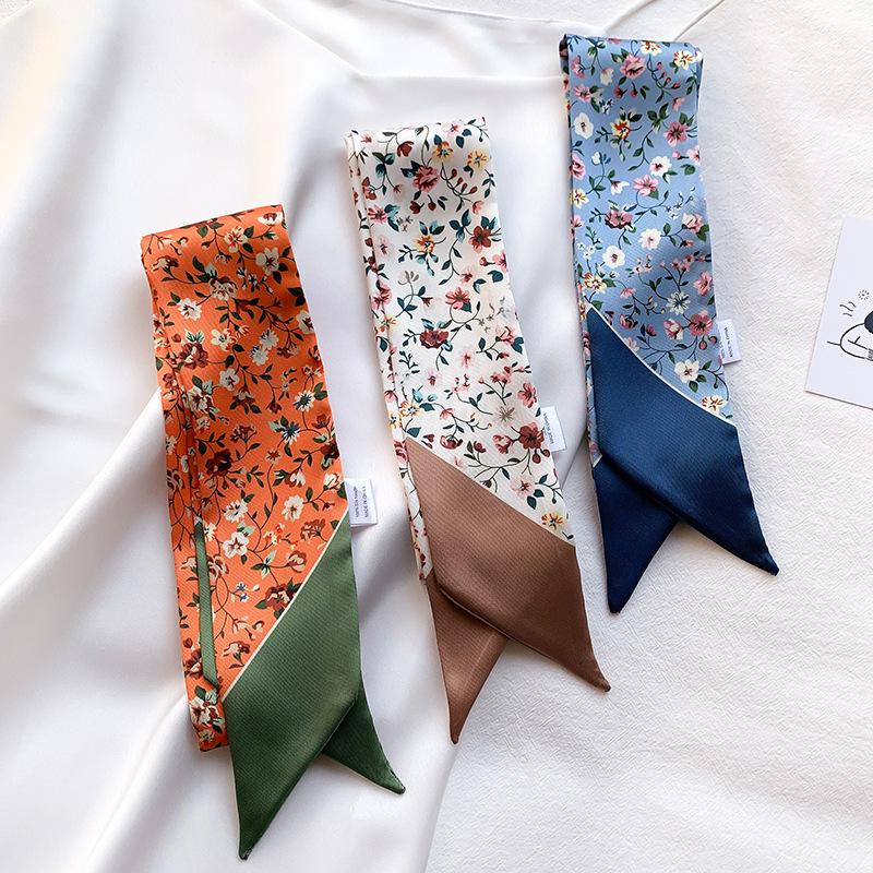 

Long Skinny Scarf Lady Neck Hairband 2021 Spring Summer Fashion Printed Bag Ribbon Women Foulard Fashion Small Scarves