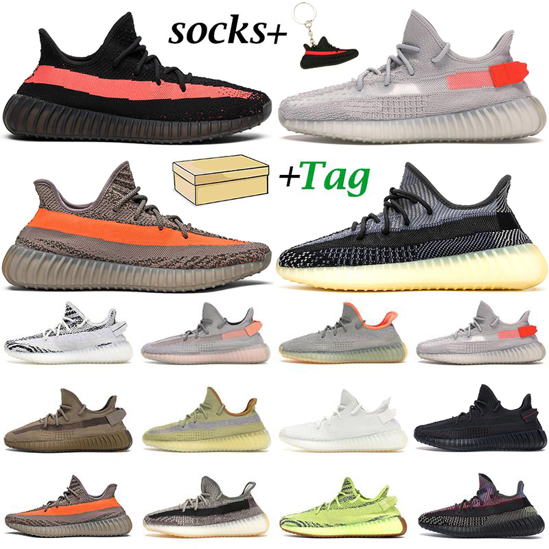 

kanye men women running shoes trainers fade Zebra Tail Light Cream Static black Reflective Natural Beluga mens outdoor sneakers with box
