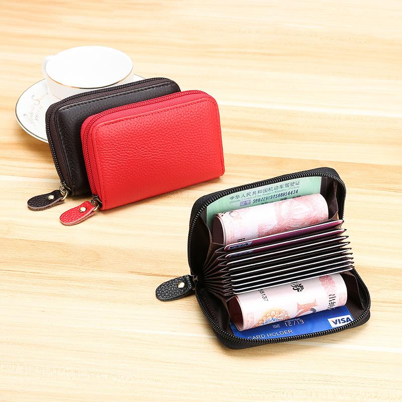

Excellent Leather Portable Exquisite Cards Storaging Organizer Storage Bag Smart Travel Bag Porta Moedas