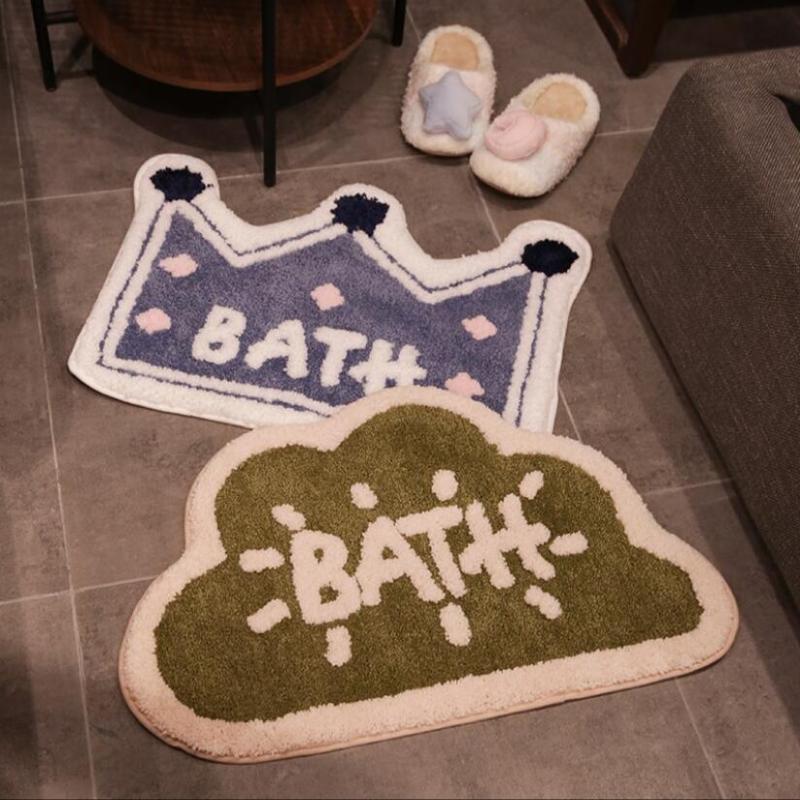 

Nordic Cute Crown Bathroom Mats Pink Blue Cartoon Soft Plush Rug Floor Doormat Bedroom Living Room Carpet Entrance Mat Foot Pad, A3