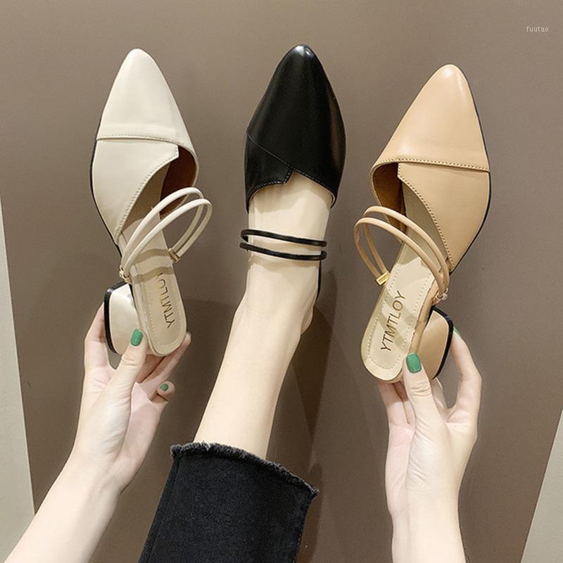 

Women Low-heel Shoes 2020 New Spring Summer Breathable Baotou Heels Sandals Women Concise Plus-size 35-40 Sandalias De Mujer1, Khaki