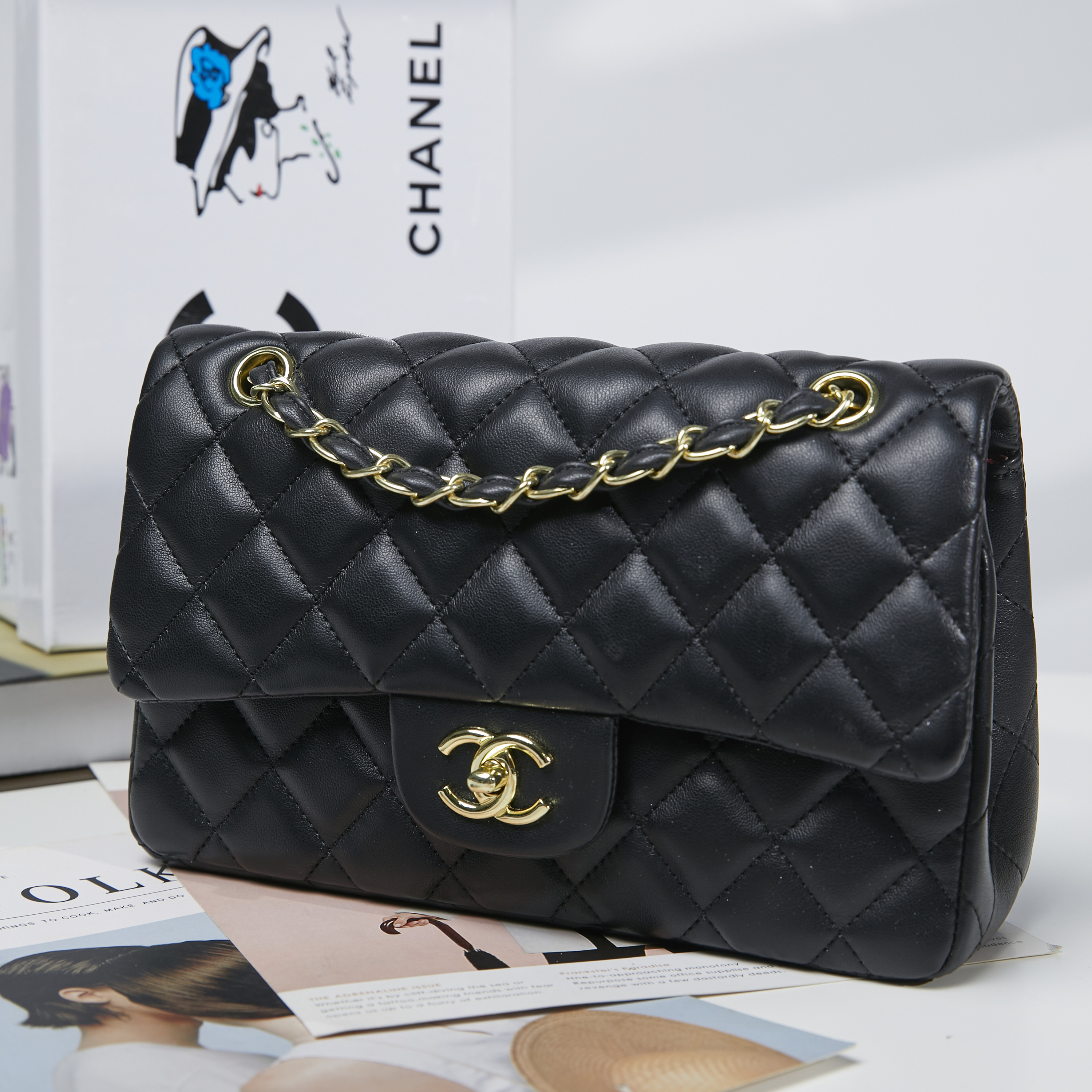 

CHANEL Designer Handbag Shoulder Chain Bag Clutch Flap Totes Bags Wallet Check Velour Thread Purse Double Letters Solid Hasp Waist Square Stripes Women Luxury, #1