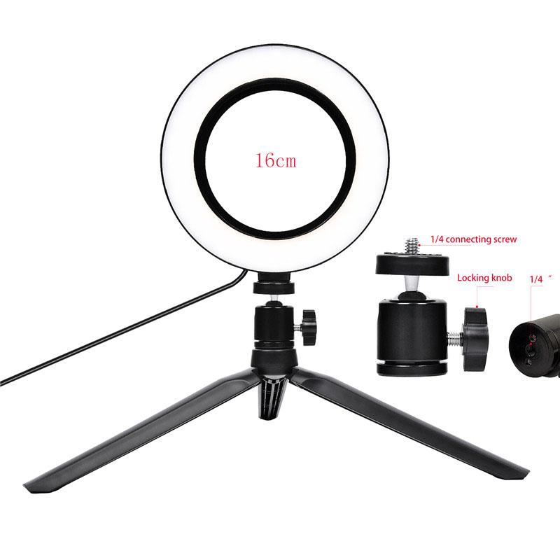 

16 Dimmable LED Selfie Ring Light Youtobe Photography Studio Phone Video USB Plug live streaming Ring Lamp With MiNi Tripod