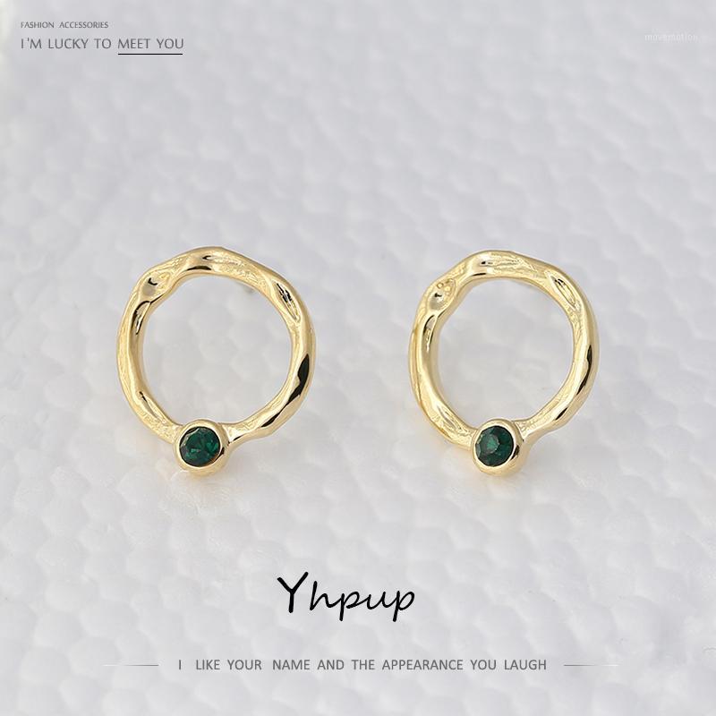 

Yhpup Trendy Round Small Stud Earrings Minimalist Geometric Metal Gold Color Crystal Earrings for Women Jewelry New kolczyki1